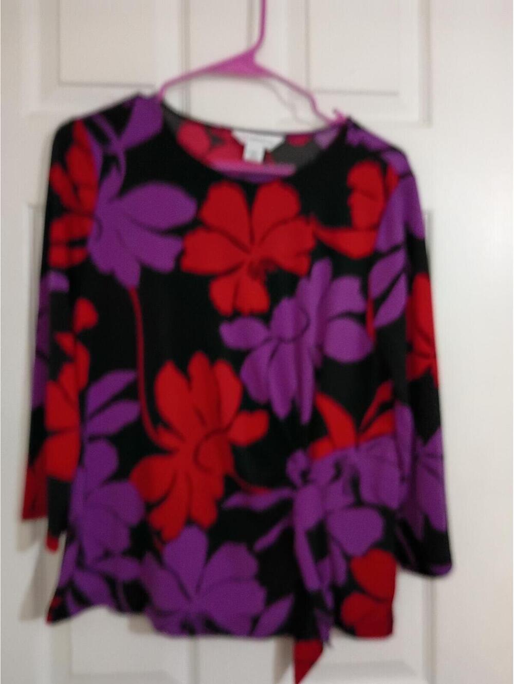 Liz Claiborne Women's Floral Print Long Sleeve Top Size Small